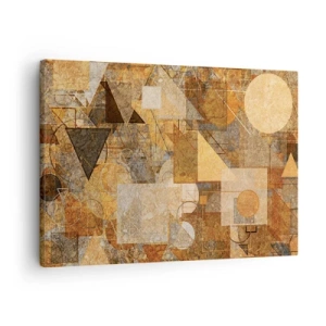 Canvas picture - Abstract geometric figures in warm shades - 70x50cm - Cubist Study in Brown - Modern wall decoration for the living room and bedroom ARTTOR