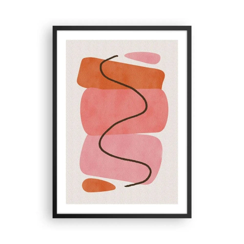 Poster in black frame - Abstract composition of geometric shapes - 50x70cm - Gentle Movement of forms - Modern wall decoration for the living room and bedroom ARTTOR
