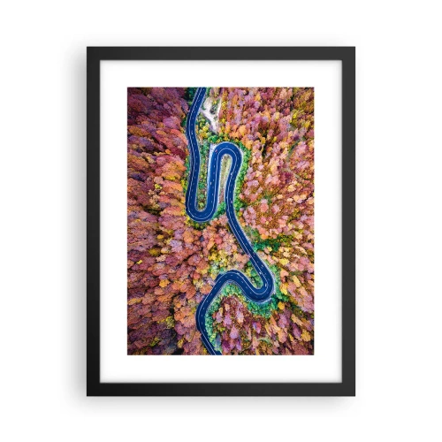 Poster in black frame - Winding Path through a Forest - 30x40 cm