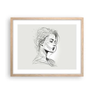 Poster in light oak frame - Portrait in Thoughts - 50x40 cm