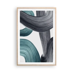 Poster in light oak frame - Emerald and Black Trails - 61x91 cm
