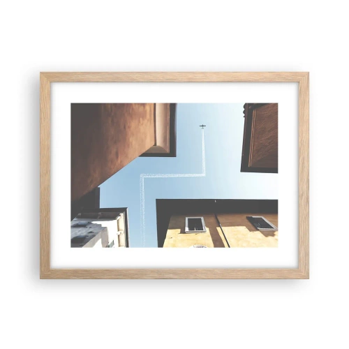 Poster in light oak frame - Above City Maze - 40x30 cm