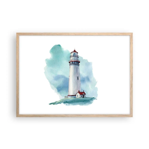 Poster in light oak frame - Gentle Sister of Blue - 70x50 cm