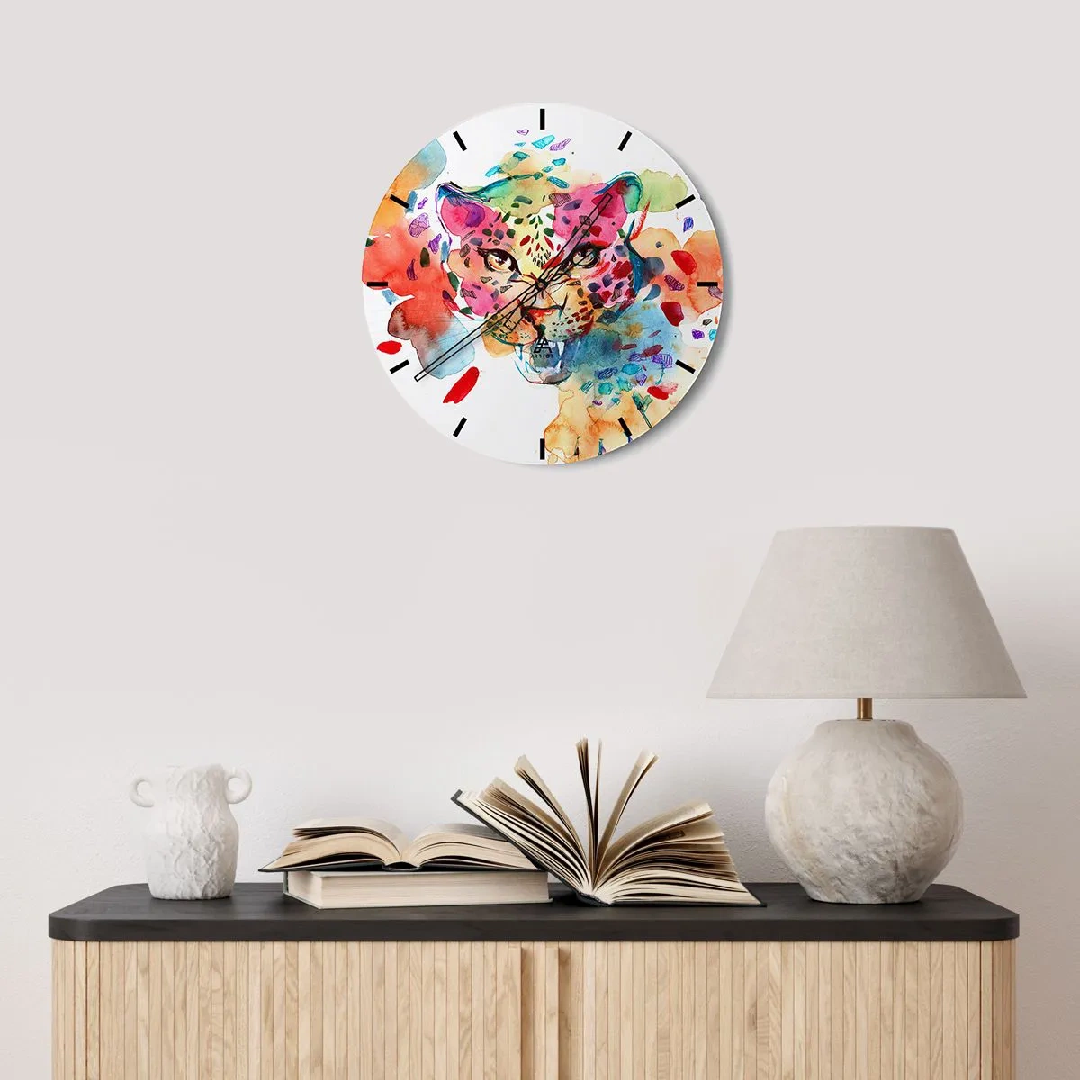 Wall clock - Clock on glass - Beauty and the Beast - 40x40 cm
