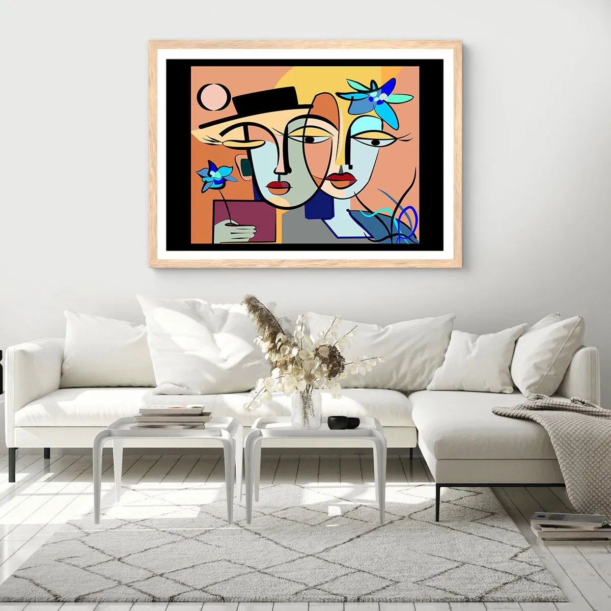Poster in light oak frame - Rendez-vous Picasso Style - 70x50 cm