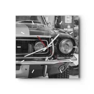 Wall clock - Clock on glass - Rough Ride - 30x30 cm