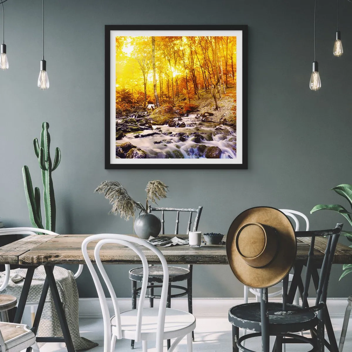 Poster in black frame - Stones Set in Gold and Platinum - 60x60 cm