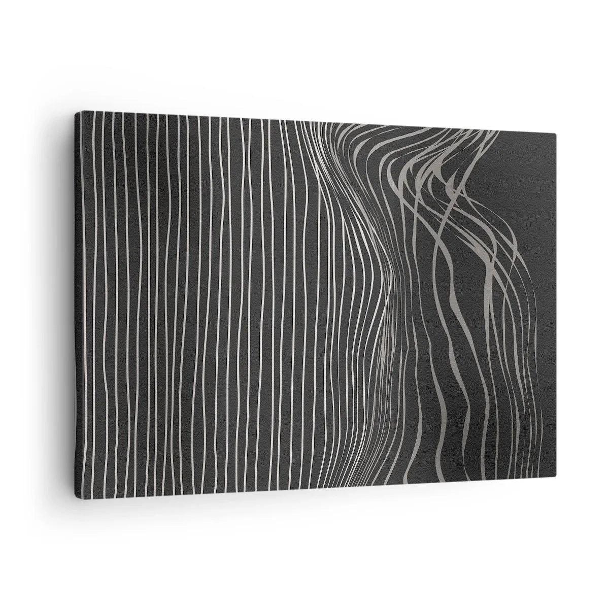 Canvas picture - White lines on a dark gray background in an abstract arrangement - 70x50cm - Rhythm and Accent - Modern wall decoration for the living room and bedroom ARTTOR