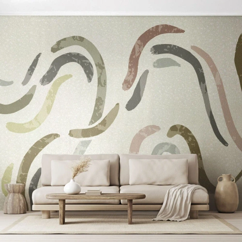 Self-Adhesive Photo Wallpaper Deluxe Sticker - Cheerful Dance of Abstraction - Pastel, Minimalistic, Bright - 100x70 cm