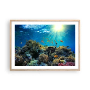 Poster in light oak frame - Underwater Treasures - 70x50 cm