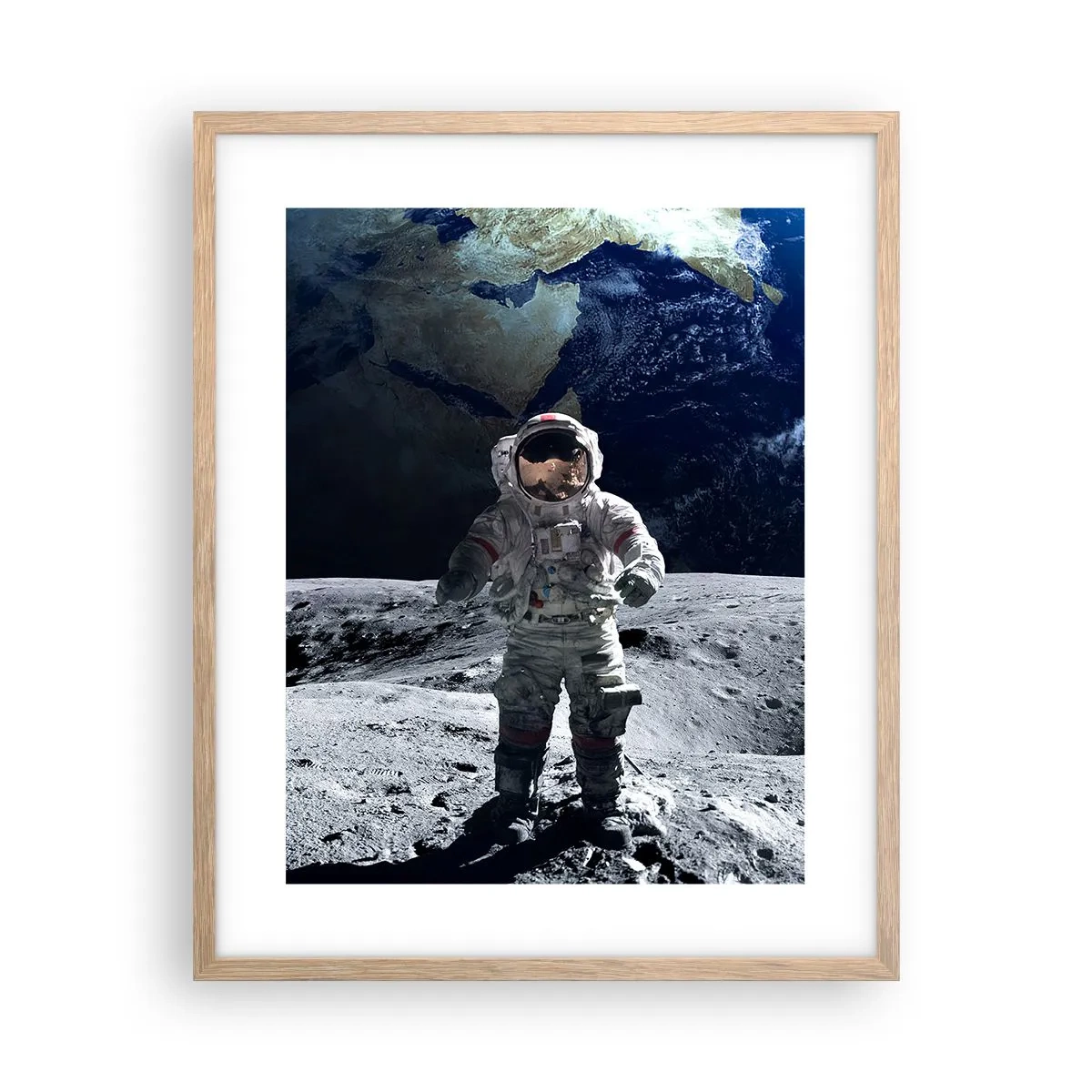Poster in light oak frame - Greetings from the Moon - 40x50 cm