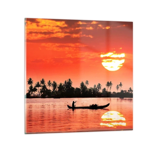 Glass picture - Peace of the Tropics at Sunset - 70x70 cm