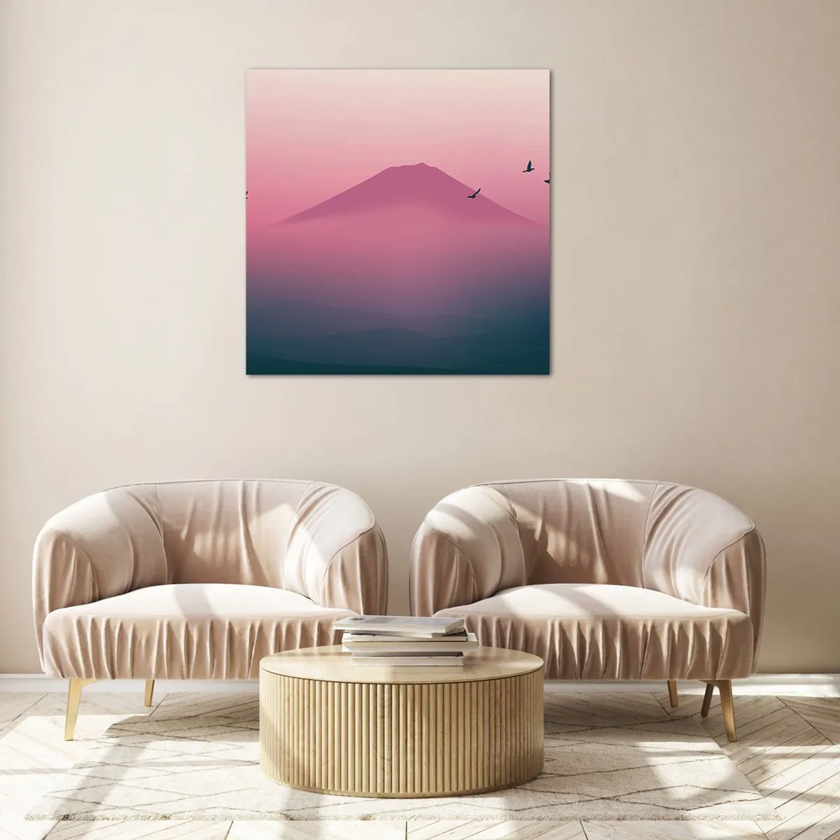 Glass picture - Wanderers above Clouds - 40x40 cm