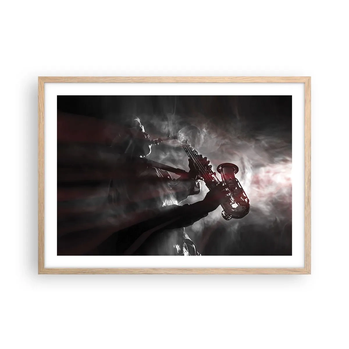 Poster in light oak frame - Lost in the Fog of Jazz - 70x50 cm