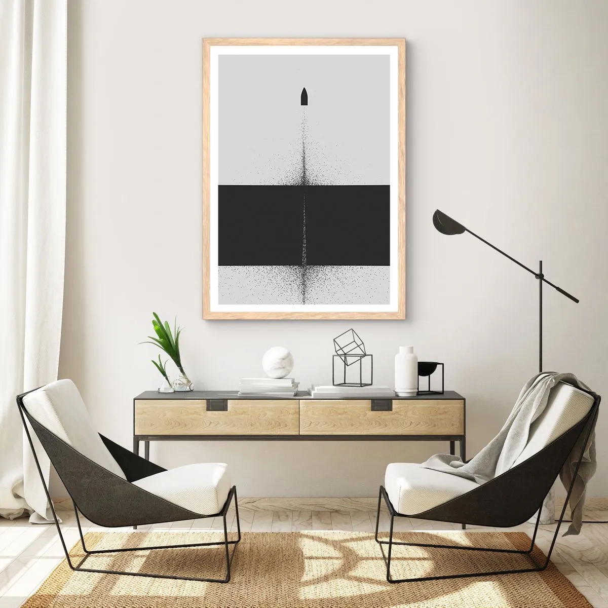 Poster in light oak frame - Straight to the Point - 70x100 cm