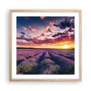 Poster in light oak frame - Lavender World - 50x50 cm