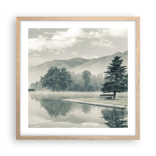 Poster in light oak frame - Lake Is Still Asleep - 50x50 cm