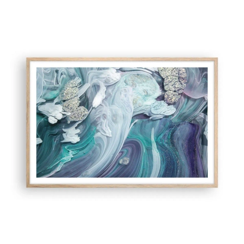 Poster in light oak frame - Currents of Blue - 91x61 cm