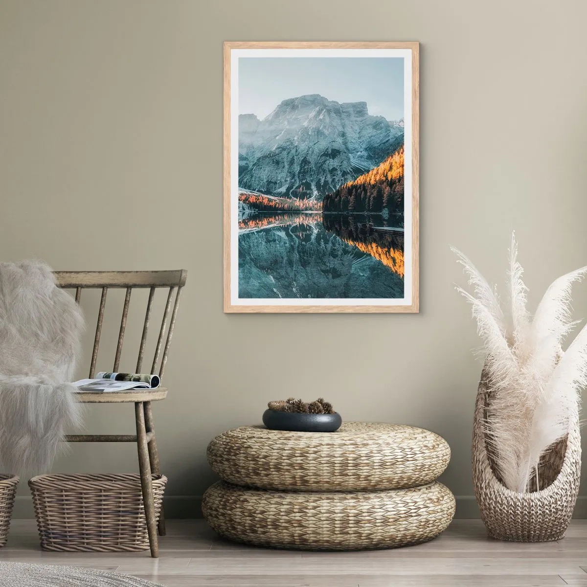 Poster in light oak frame - Mirror Landscape - 70x100 cm