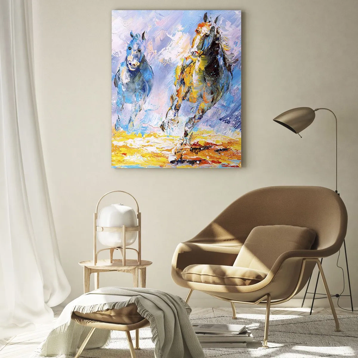 Glass picture - Galloping through Light - 50x70 cm