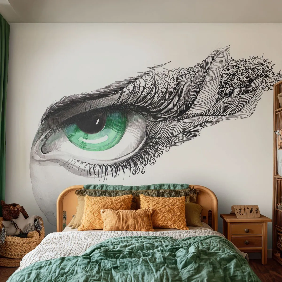 Photo Wallpaper Premium Sand - Beautiful and Ready to Attack - Abstraction, Graphics, Eye - 100x70 cm