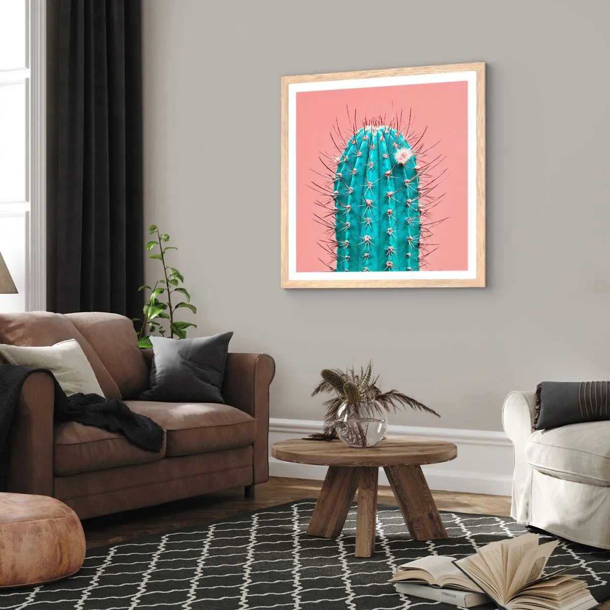 Poster in light oak frame - Just Look - 50x50 cm