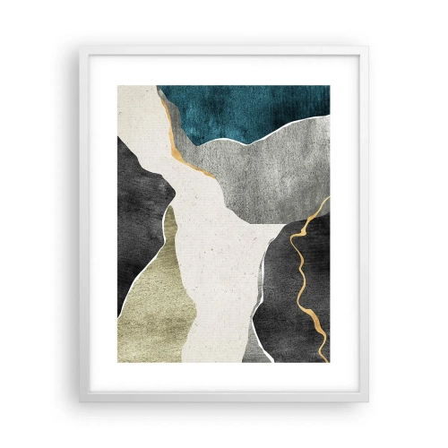 Poster in white frmae - Mosaic Composition with a Gold Thread - 40x50 cm