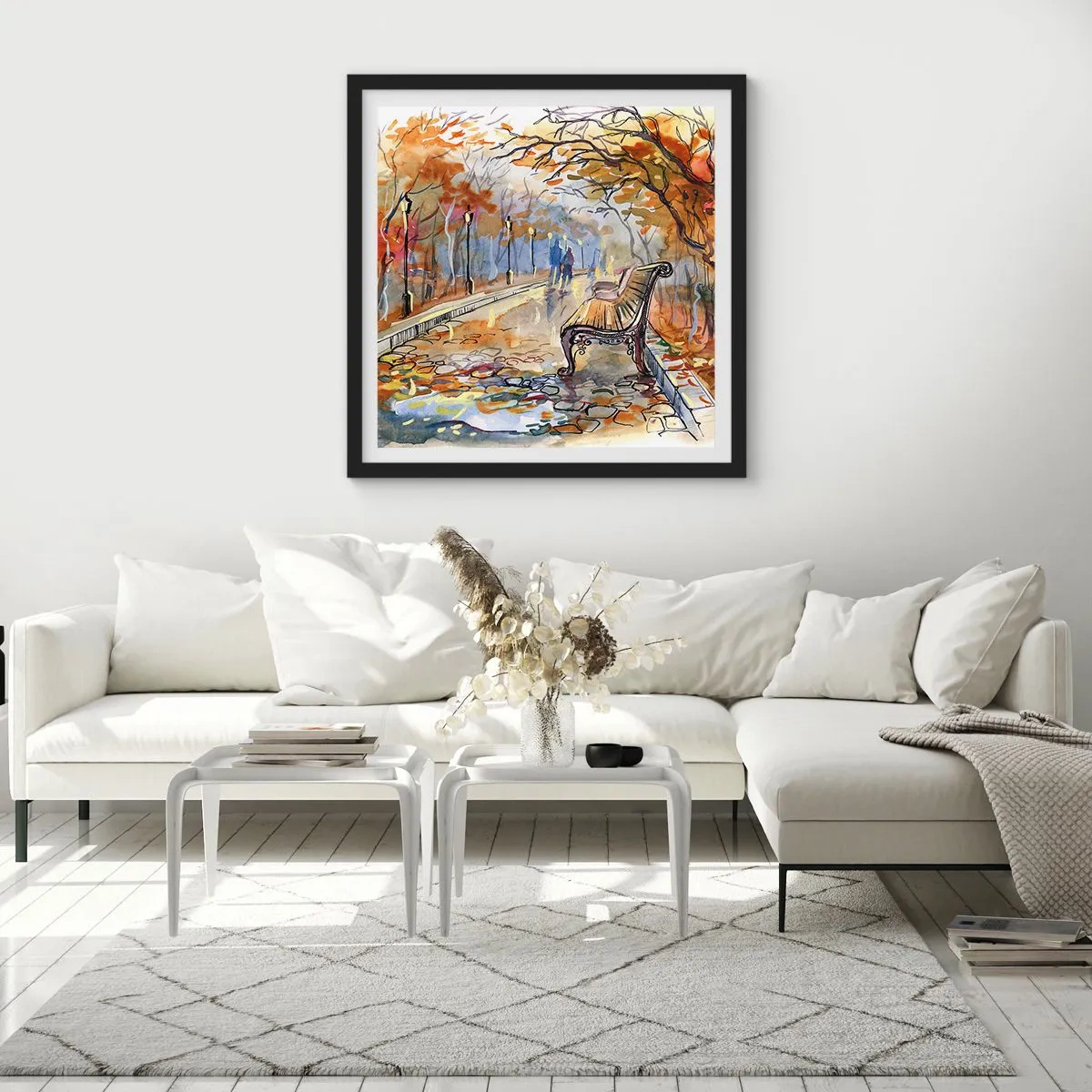 Poster in black frame - Walking together into Autumn - 50x50 cm