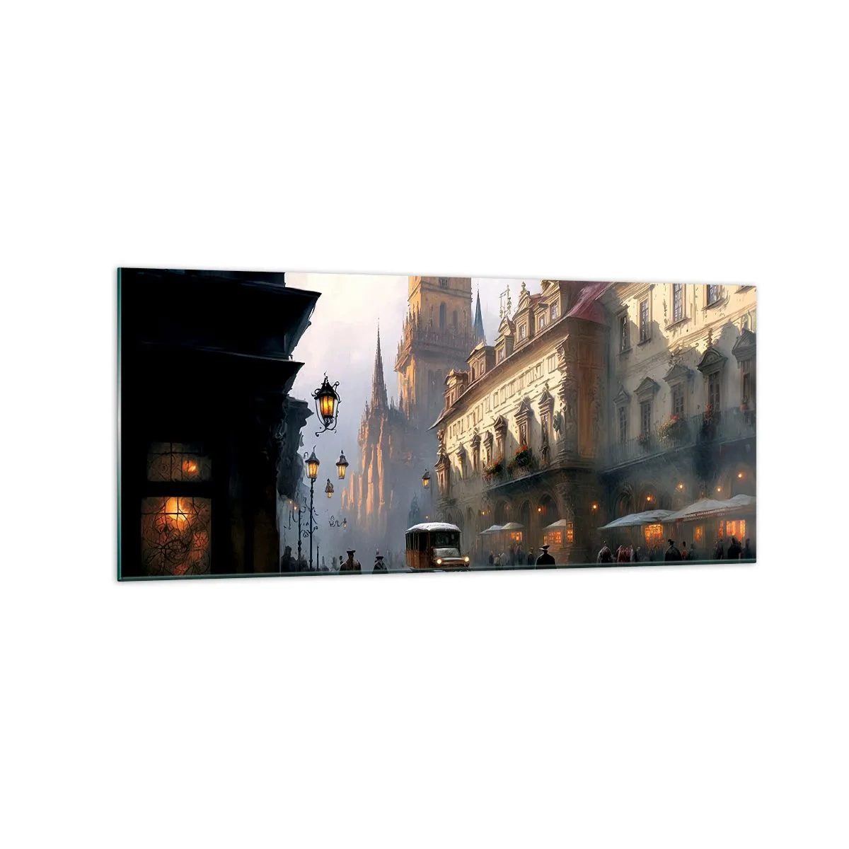 Glass picture - Charm of Evening in Prague - 120x50 cm