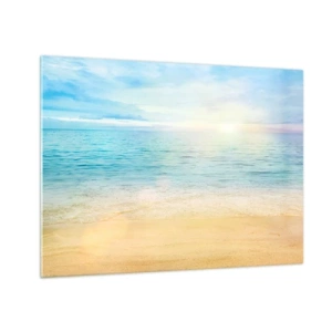 Glass picture - A sunny beach with azure sea and sky - 70x50cm - The Big Blue - Modern wall decoration for the living room and bedroom ARTTOR