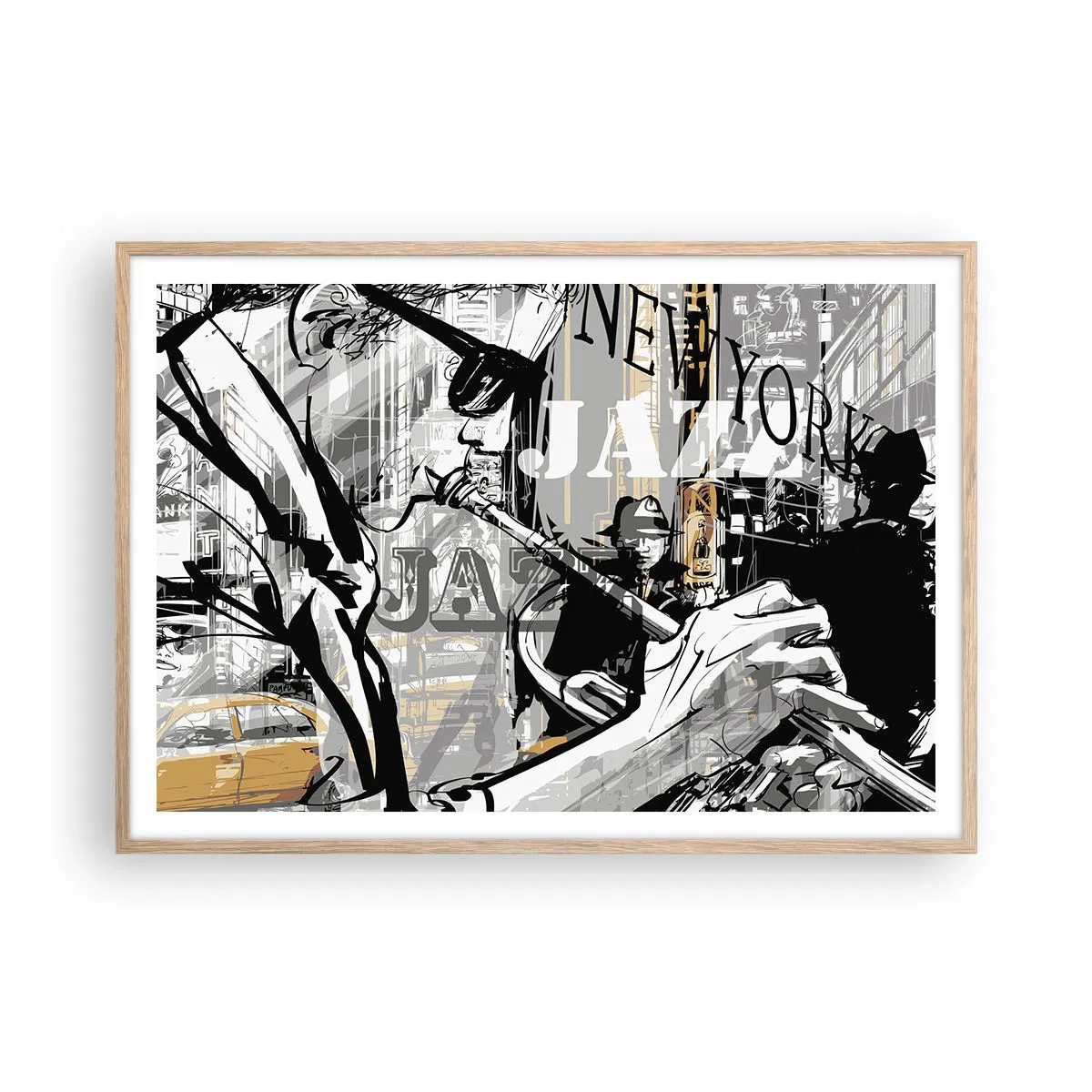 Poster in light oak frame - In the Rhythm of New York - 100x70 cm
