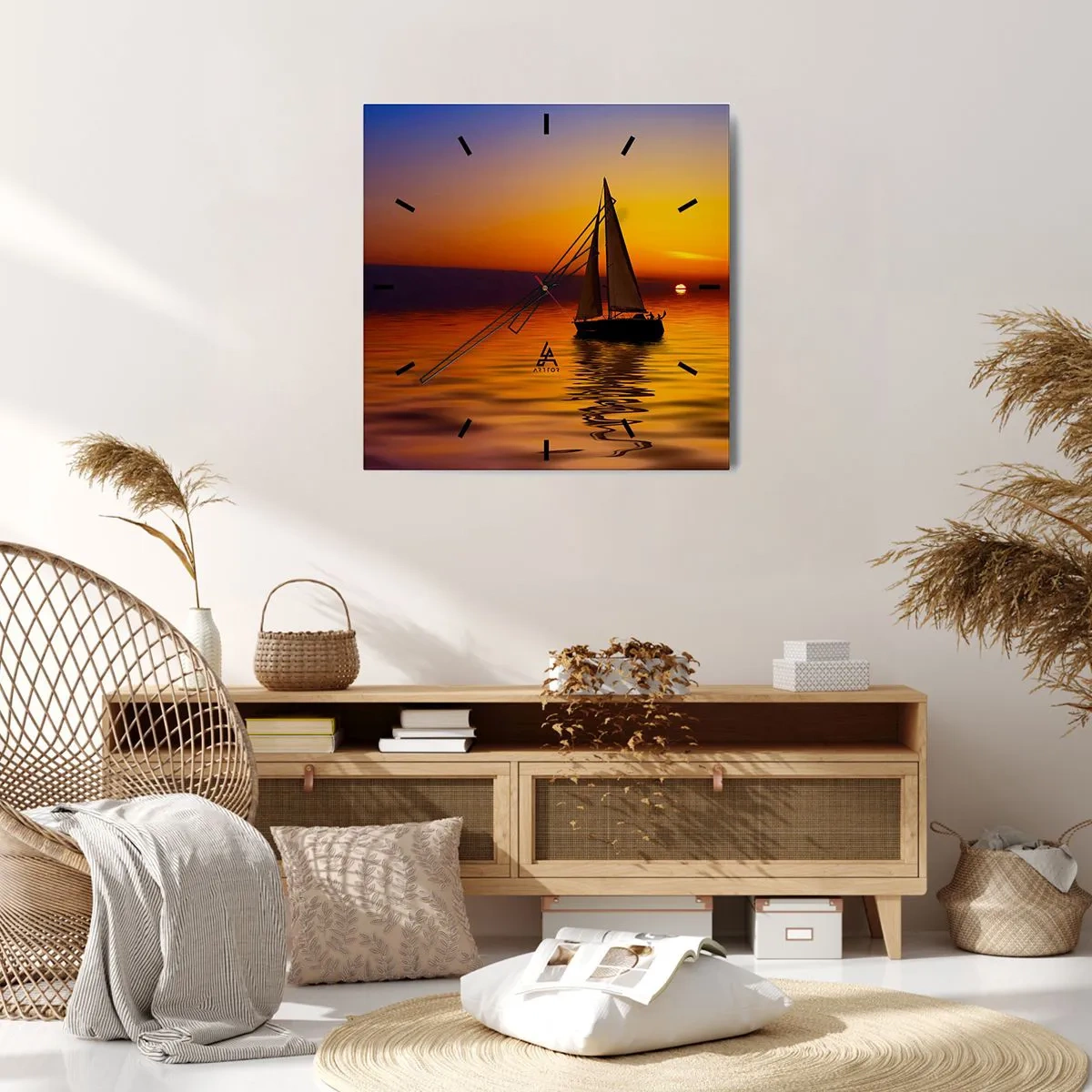 Wall clock - Clock on glass - So Quiet Here After Dusk - 40x40 cm