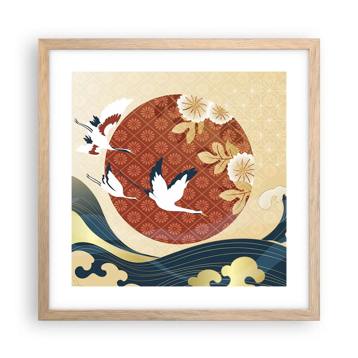 Poster in light oak frame - Japanese Tale - 40x40 cm