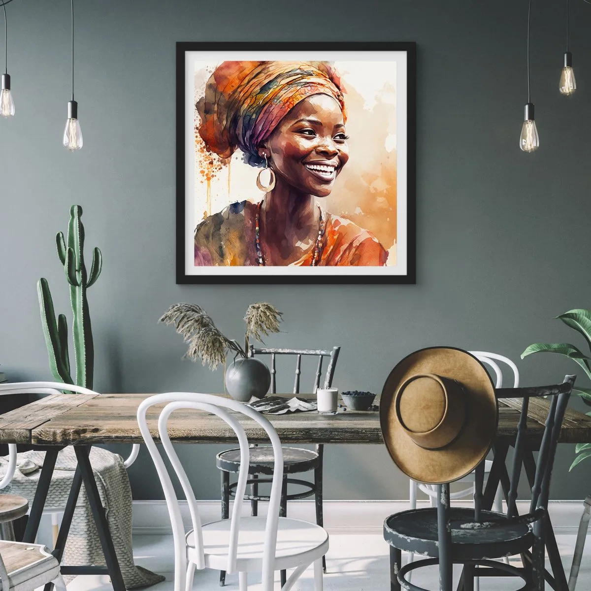 Poster in black frame - African Queen - 30x30 cm