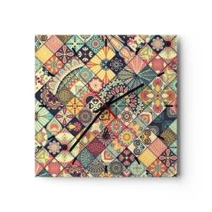 Wall clock - Clock on glass - Moroccan Style - 40x40 cm