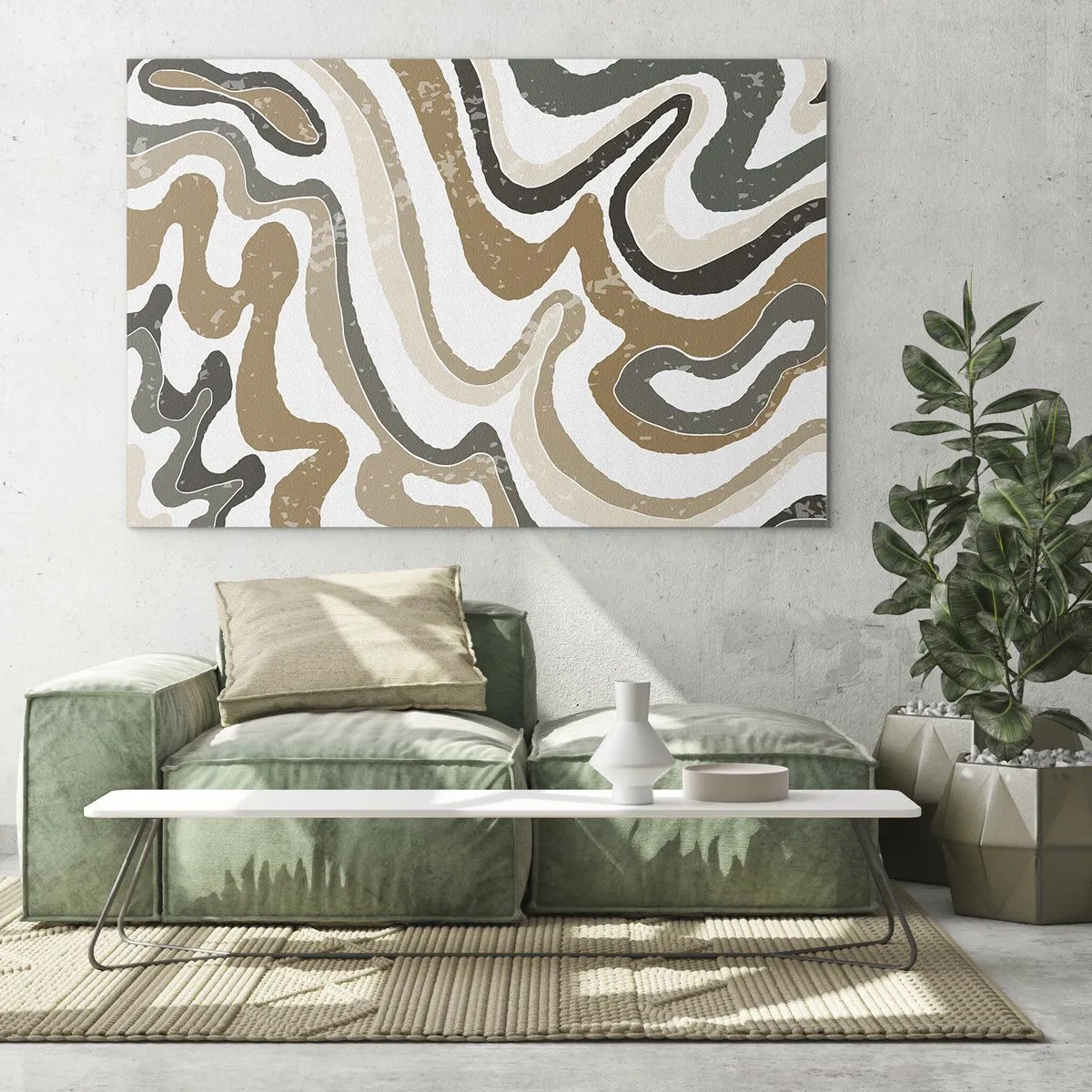 Glass picture - Abstract pattern in earthy colors - 70x50cm - Meanders of Earth Colours - Modern wall decoration for the living room and bedroom ARTTOR