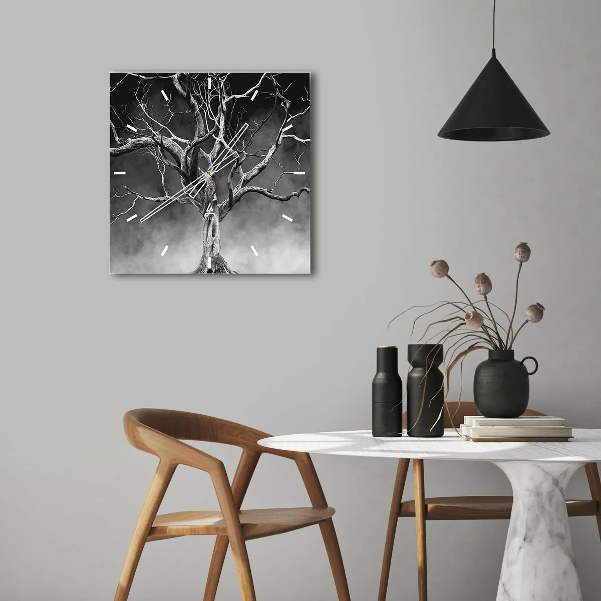 Wall clock - Clock on glass - Primordial and Sacred - 30x30 cm