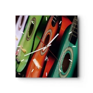 Wall clock - Clock on glass - Guitar Has Many Shades - 40x40 cm