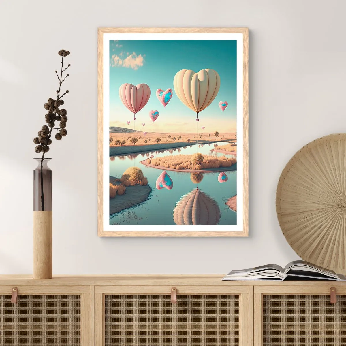 Poster in light oak frame - Love Lifts You up - 70x100 cm