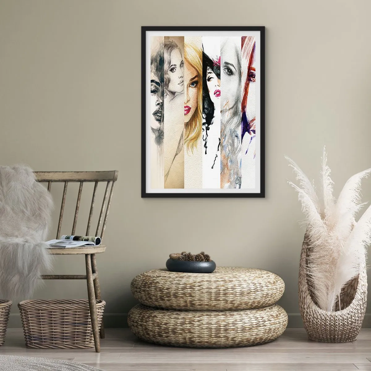 Poster in black frame - Portraits of women in various artistic styles - 50x70cm - And It Is Always You - Modern wall decoration for the living room and bedroom ARTTOR