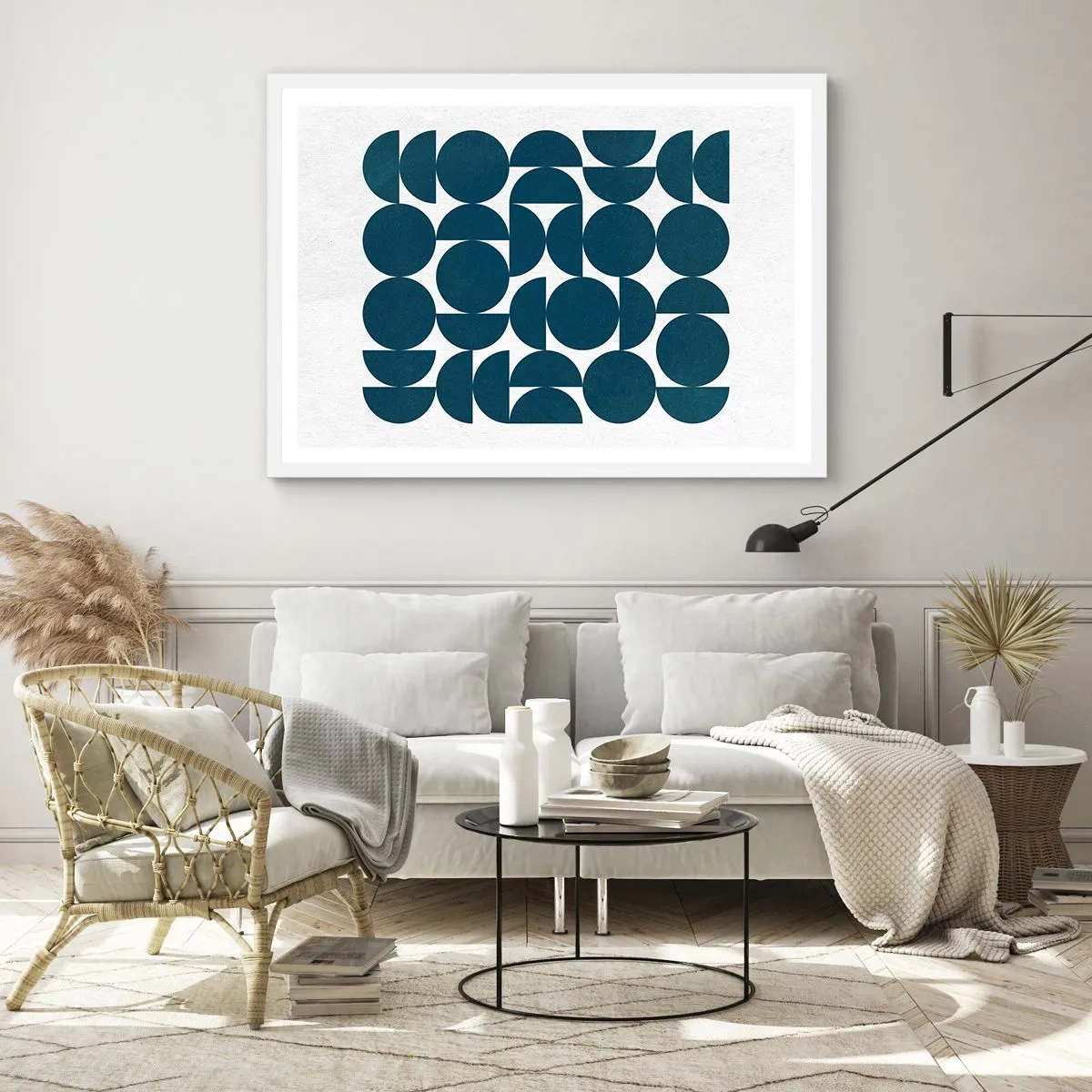 Poster in white frmae - Circles and Semicircles - 70x50 cm