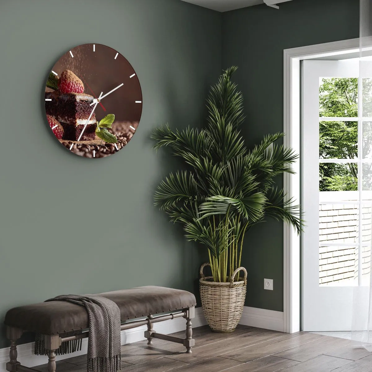 Wall clock - Clock on glass - Life Is Sweet - 40x40 cm