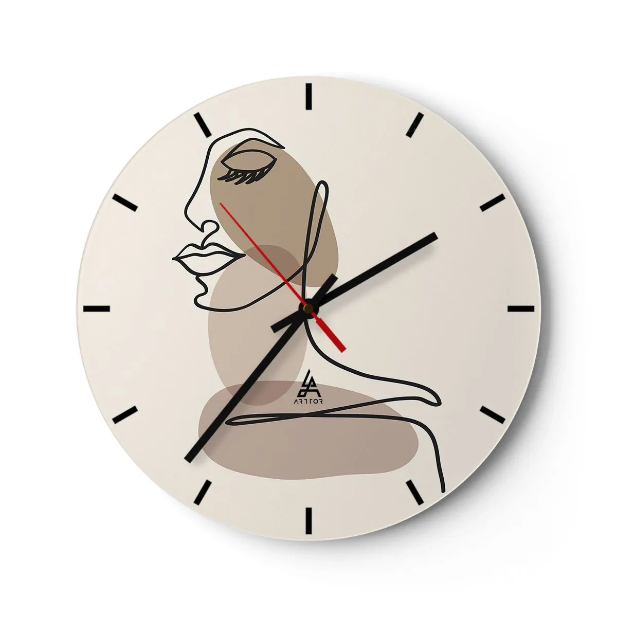 Wall clock - Clock on glass - Certain Line of Beauty - 40x40 cm