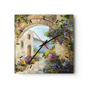 Wall clock - Clock on glass - Charm of a Sea Province - 30x30 cm