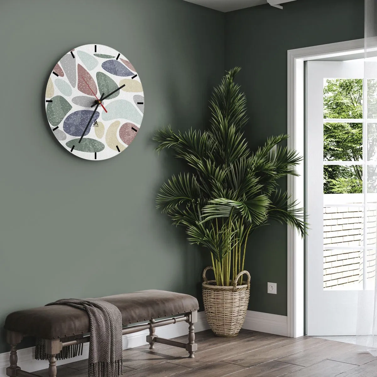 Wall clock - Clock on glass - Mosaic of Powdered Colours - 40x40 cm