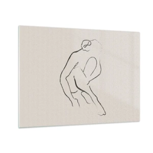 Glass picture - A minimalist sketch of a female silhouette in a sitting position. - 70x50cm - Intimate Sketch - Modern wall decoration for the living room and bedroom ARTTOR