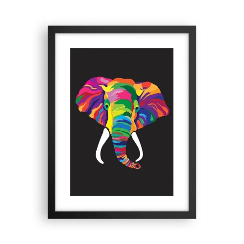 Poster in black frame - Elephant That Enjoyed Rainbow Bath - 30x40 cm