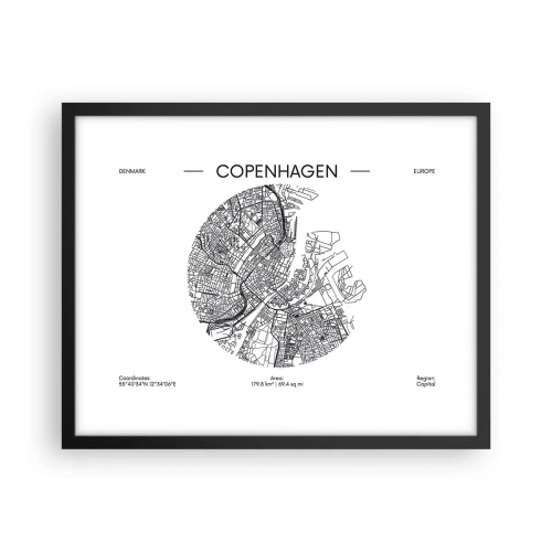 Poster in black frame - Anatomy of Copenhagen - 50x40 cm