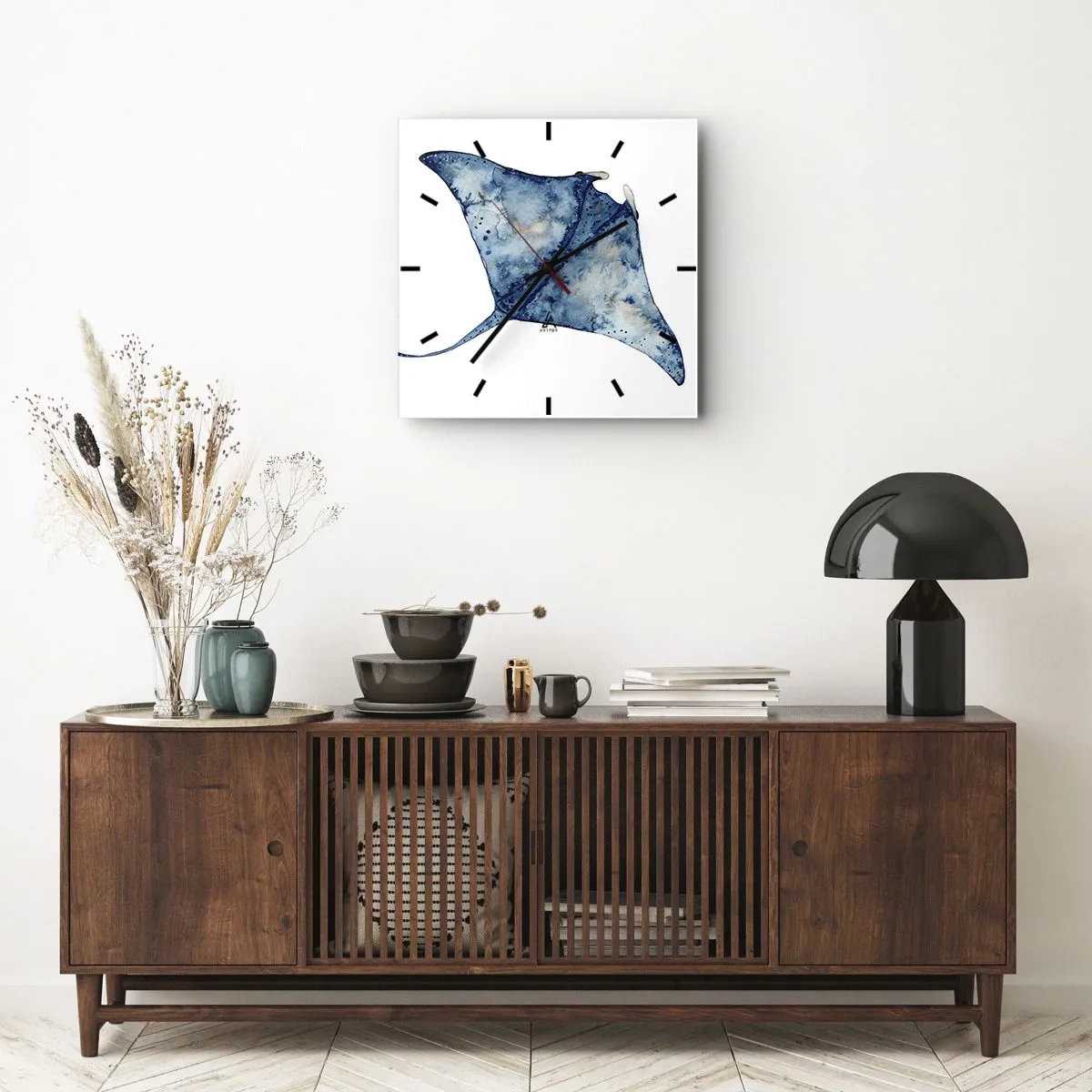 Wall clock - Clock on glass - Life In Blue - 40x40 cm