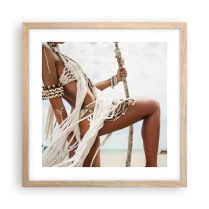 Poster in light oak frame - Priestess of the Sun - 40x40 cm